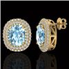 Image 2 : 6 ctw Sky Blue Topaz & Micro Pave VS/SI Diamond Earrings 10k Yellow Gold - REF-107W3H