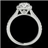 Image 2 : 1.4 ctw Certified Diamond Solitaire Halo Ring 10k White Gold - REF-190X9A