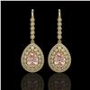 Image 1 : 8.35 ctw Morganite & Diamond Victorian Earrings 14K Yellow Gold - REF-364H2R