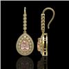 Image 2 : 8.35 ctw Morganite & Diamond Victorian Earrings 14K Yellow Gold - REF-364H2R
