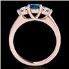 Image 2 : 3 ctw SI Certified Fancy Blue Diamond 3 Stone Ring 10k Rose Gold - REF-395F5M