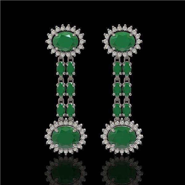 10.23 ctw Emerald & Diamond Earrings 14K White Gold - REF-227H3R