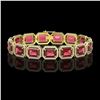 Image 1 : 36.51 ctw Tourmaline & Diamond Micro Pave Halo Bracelet 10k Yellow Gold - REF-1181X8A