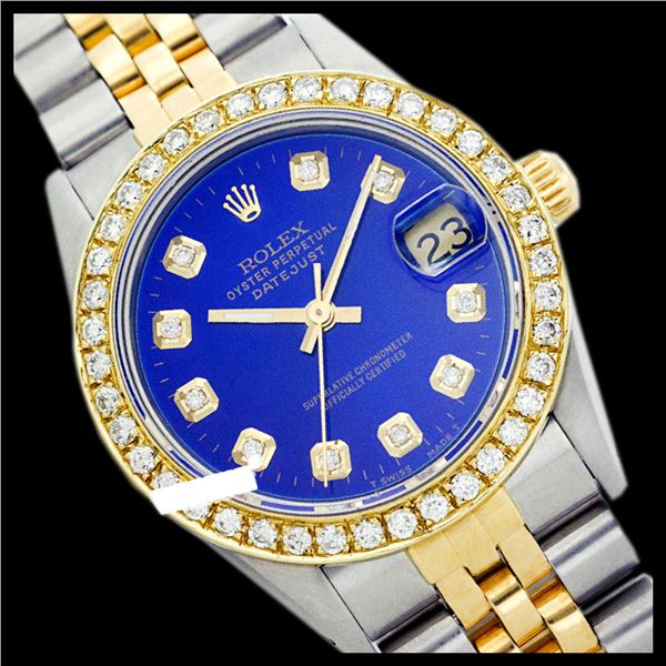 Rolex Men's Two Tone 14K Gold/SS, QuickSet, Diamond Dial & Diamond Bezel