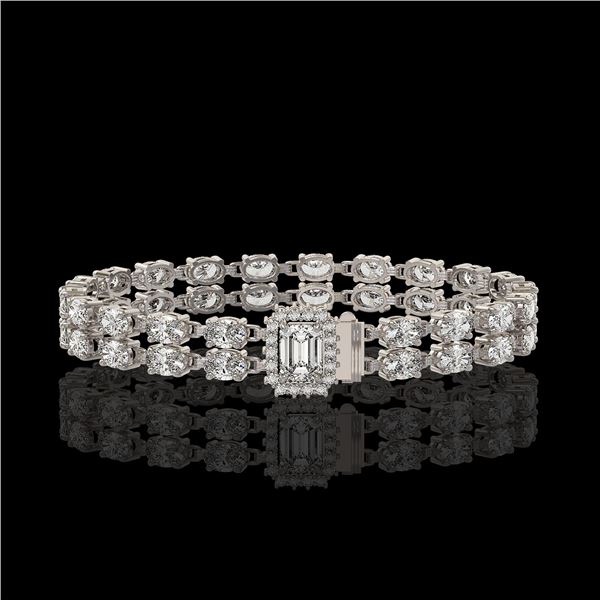 13.04 ctw Emerald Cut & Oval Diamond Bracelet 18K White Gold - REF-1261F9M