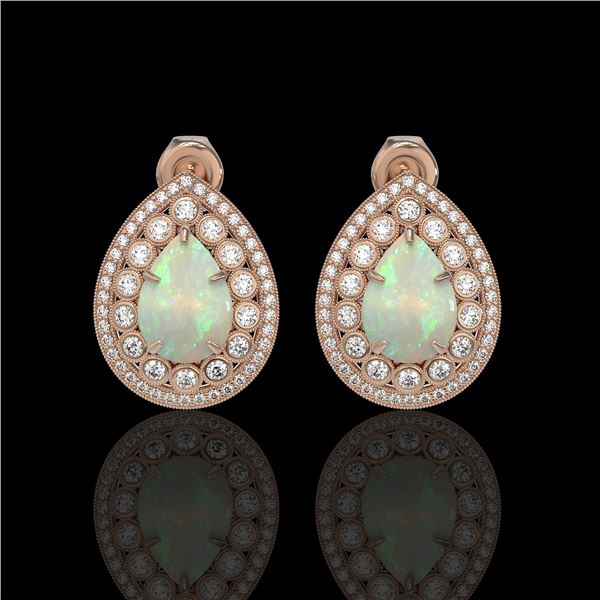 7.88 ctw Certified Opal & Diamond Victorian Earrings 14K Rose Gold - REF-244A2N