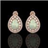Image 1 : 7.88 ctw Certified Opal & Diamond Victorian Earrings 14K Rose Gold - REF-244A2N