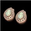Image 2 : 7.88 ctw Certified Opal & Diamond Victorian Earrings 14K Rose Gold - REF-244A2N