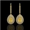 Image 1 : 8.15 ctw Canary Citrine & Diamond Victorian Earrings 14K Yellow Gold - REF-244X8A