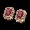 Image 2 : 13.75 ctw Certified Ruby & Diamond Victorian Earrings 14K Rose Gold - REF-266R4K