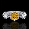Image 2 : 3.06 ctw Intense Fancy Yellow Diamond Art Deco Ring 18k White Gold - REF-390H9R
