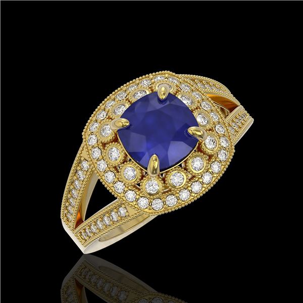 2.69 ctw Certified Sapphire & Diamond Victorian Ring 14K Yellow Gold - REF-99N3F