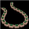 Image 2 : 61.92 ctw Emerald & Diamond Victorian Bracelet 14K Rose Gold - REF-1545N5F