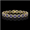 Image 1 : 15.2 ctw Sapphire & Diamond Micro Pave Halo Bracelet 10k Yellow Gold - REF-244M2G