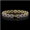 Image 2 : 15.2 ctw Sapphire & Diamond Micro Pave Halo Bracelet 10k Yellow Gold - REF-244M2G