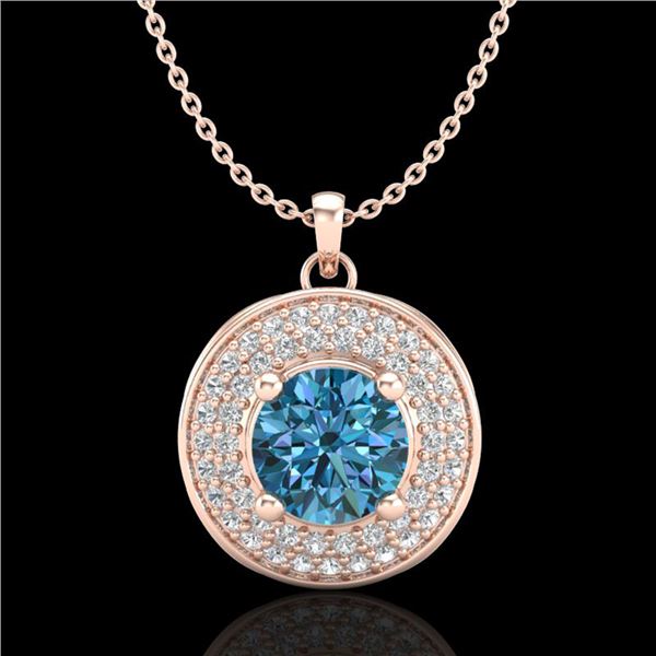 1.25 ctw Fancy Intense Blue Diamond Art Deco Necklace 18k Rose Gold - REF-161R8K