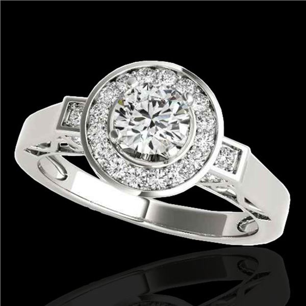 1.5 ctw Certified Diamond Solitaire Halo Ring 10k White Gold - REF-204A5N