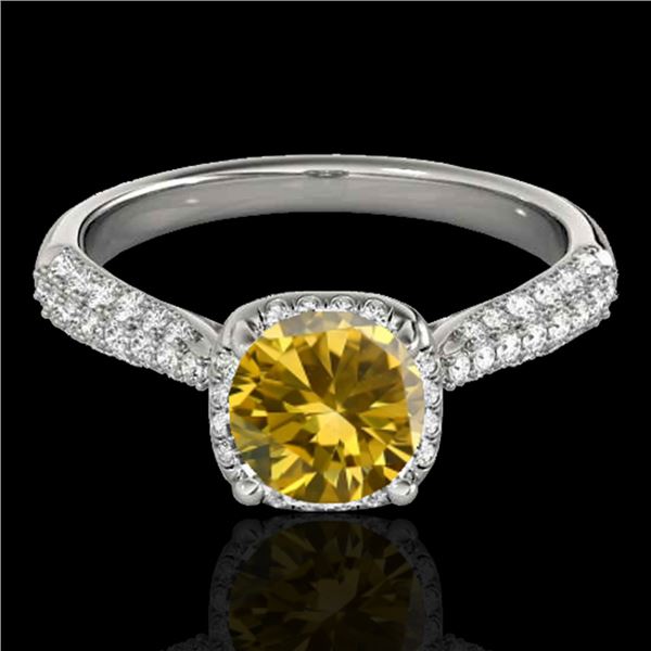 1.50 ctw Certified SI/I Fancy Intense Yellow Diamond Ring 10k White Gold - REF-204W5H