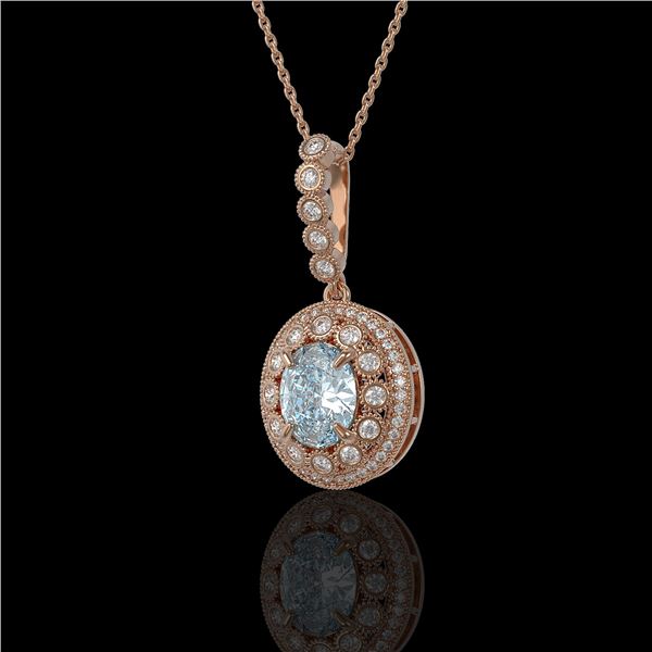 3.82 ctw Aquamarine & Diamond Victorian Necklace 14K Rose Gold - REF-136K8Y