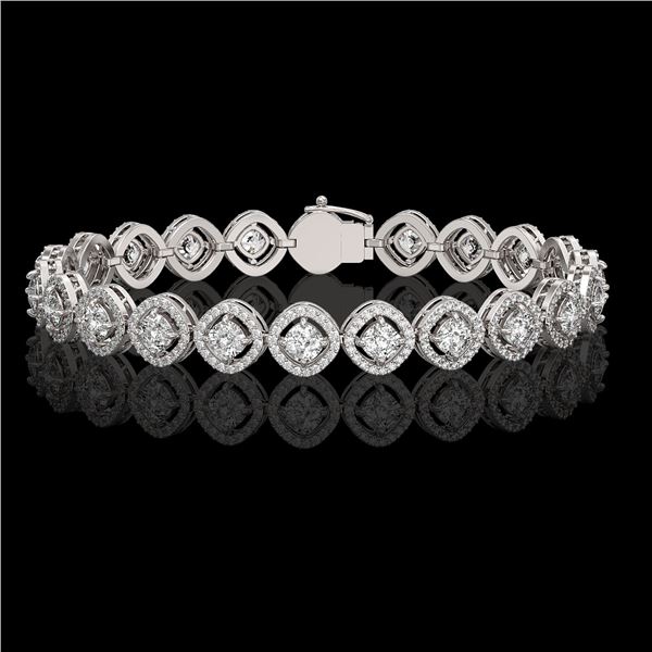 8.44 ctw Cushion Cut Diamond Micro Pave Bracelet 18K White Gold - REF-736G2W