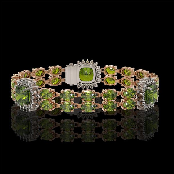 18.93 ctw Tourmaline & Diamond Bracelet 14K Rose Gold - REF-314N8F