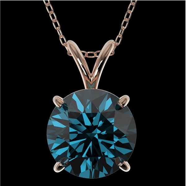 2.04 ctw Certified Intense Blue Diamond Necklace 10k Rose Gold - REF-280K8Y