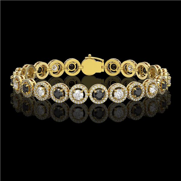 8.83 ctw Black & Diamond Micro Pave Bracelet 18K Yellow Gold - REF-569G5W