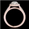 Image 2 : 2 ctw Certified Diamond Solitaire Halo Ring 10k Rose Gold - REF-354G5W