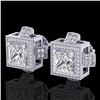 Image 1 : 2.75 ctw Princess VS/SI Diamond Micro Pave Stud Earrings 18k White Gold - REF-684H3R