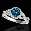 1.54 ctw SI Certified Fancy Blue Diamond Halo Ring 10k White Gold - REF-127W8H