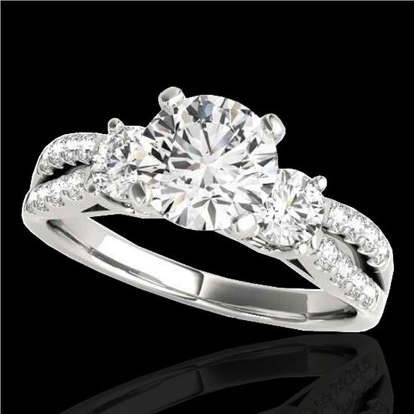 1.75 ctw Certified Diamond 3 Stone Ring 10k White Gold - REF-271M4G
