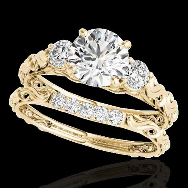 1.35 ctw Certified Diamond 3 Stone Ring 10k Yellow Gold - REF-177N3F