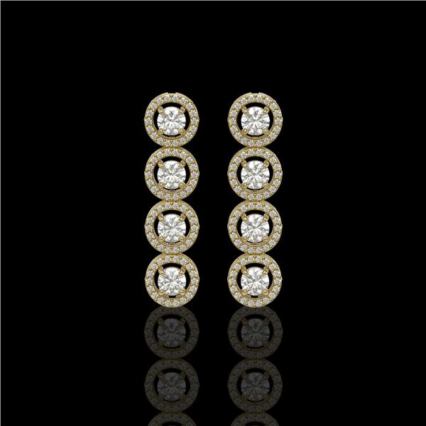 3.84 ctw Diamond Micro Pave Earrings 18K Yellow Gold - REF-304K8Y