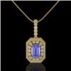 Image 2 : 6.05 ctw Tanzanite & Diamond Victorian Necklace 14K Yellow Gold - REF-309R3K