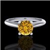 Image 2 : 0.83 ctw Intense Fancy Yellow Diamond Art Deco Ring 18k White Gold - REF-107H8R