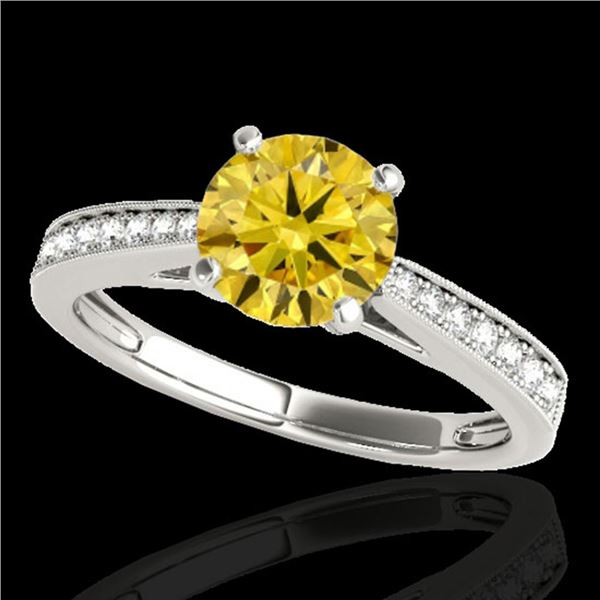 1.25 ctw Certified SI/I Fancy Intense Yellow Diamond Ring 10k White Gold - REF-188X2A