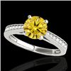 Image 1 : 1.25 ctw Certified SI/I Fancy Intense Yellow Diamond Ring 10k White Gold - REF-188X2A