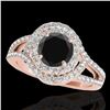 Image 1 : 1.9 ctw Certified VS Black Diamond Solitaire Halo Ring 10k Rose Gold - REF-74M2G