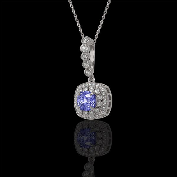 2.6 ctw Tanzanite & Diamond Victorian Necklace 14K White Gold - REF-100A2N