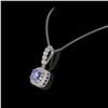 Image 3 : 2.6 ctw Tanzanite & Diamond Victorian Necklace 14K White Gold - REF-100A2N