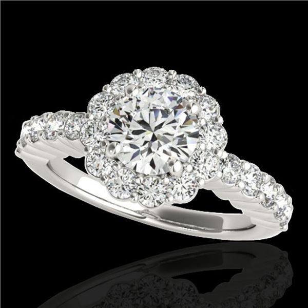 1.75 ctw Certified Diamond Solitaire Halo Ring 10k White Gold - REF-211R4K