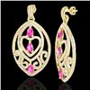 Image 2 : 7 ctw Sapphire Pink & Micro Pave Diamond Heart Earrings 18k Yellow Gold - REF-418W2H