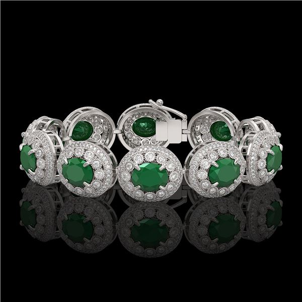 49.17 ctw Emerald & Diamond Victorian Bracelet 14K White Gold - REF-1404Y4X