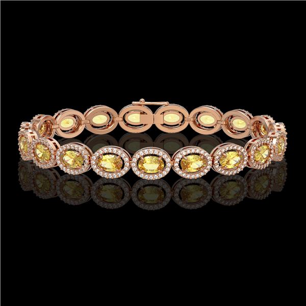 12.73 ctw Fancy Citrine & Diamond Micro Pave Halo Bracelet 10k Rose Gold - REF-263F6M