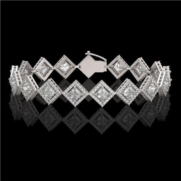 11.7 ctw Princess Cut Diamond Micro Pave Bracelet 18K White Gold - REF-1611N3F