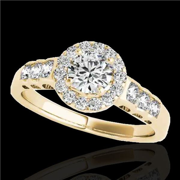 1.55 ctw Certified Diamond Solitaire Halo Ring 10k Yellow Gold - REF-204A5N