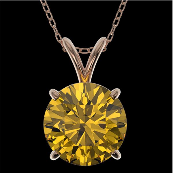 2 ctw Certified Intense Yellow Diamond Necklace 10k Rose Gold - REF-392K8Y