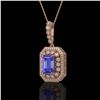 Image 1 : 6.05 ctw Tanzanite & Diamond Victorian Necklace 14K Rose Gold - REF-309W3H