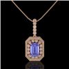 Image 2 : 6.05 ctw Tanzanite & Diamond Victorian Necklace 14K Rose Gold - REF-309W3H