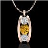 Image 1 : 1.07 ctw Intense Fancy Yellow Diamond Art Deco Necklace 18k Rose Gold - REF-143K6Y